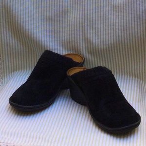 NEW UGG black genuine suede winter mules. Genuine sheepskin interior. Stylish!